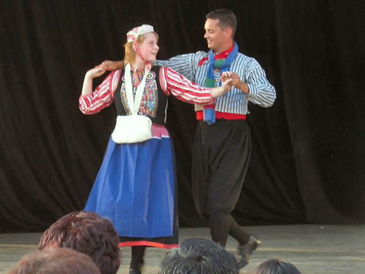 Folk dancing show in the Square