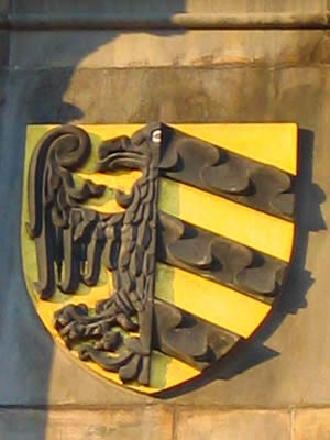 One of several shields mounted on the Old Town Hall walls
