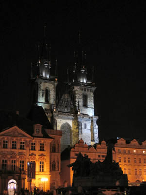 Our Lady before Tyn at night